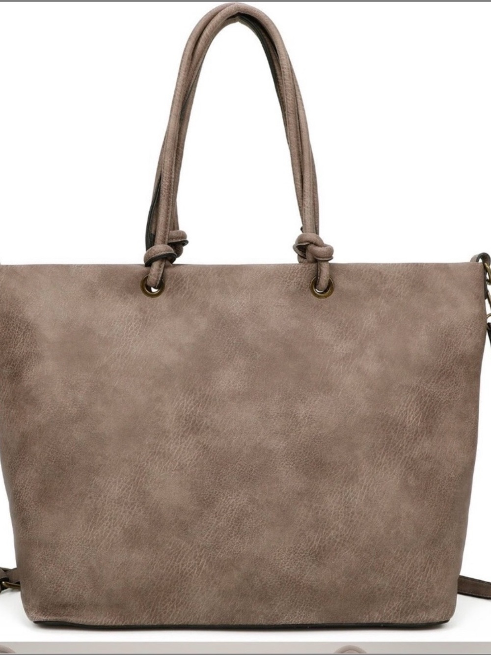 Everyday Vegan Taupe Tote with Knot-Detail Handles